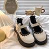 Fashion Women's Leather Shoes 2025 Spring Autumn New Height Increase Mary Jane Shoes Fashion Bow Knot Lace Comfortable Party Dress Shoes