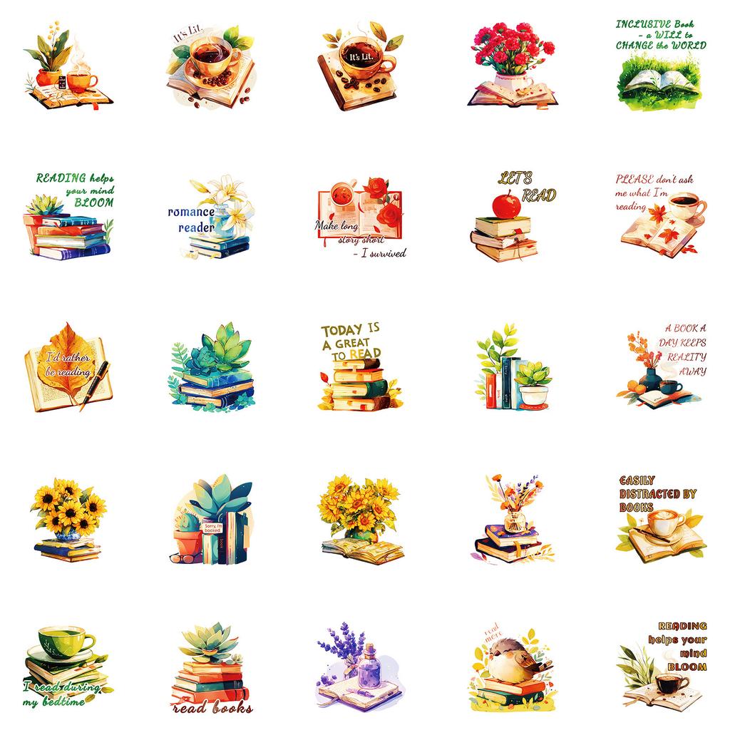 50 Creative Bookish Series Aesthetic Graffiti Stickers