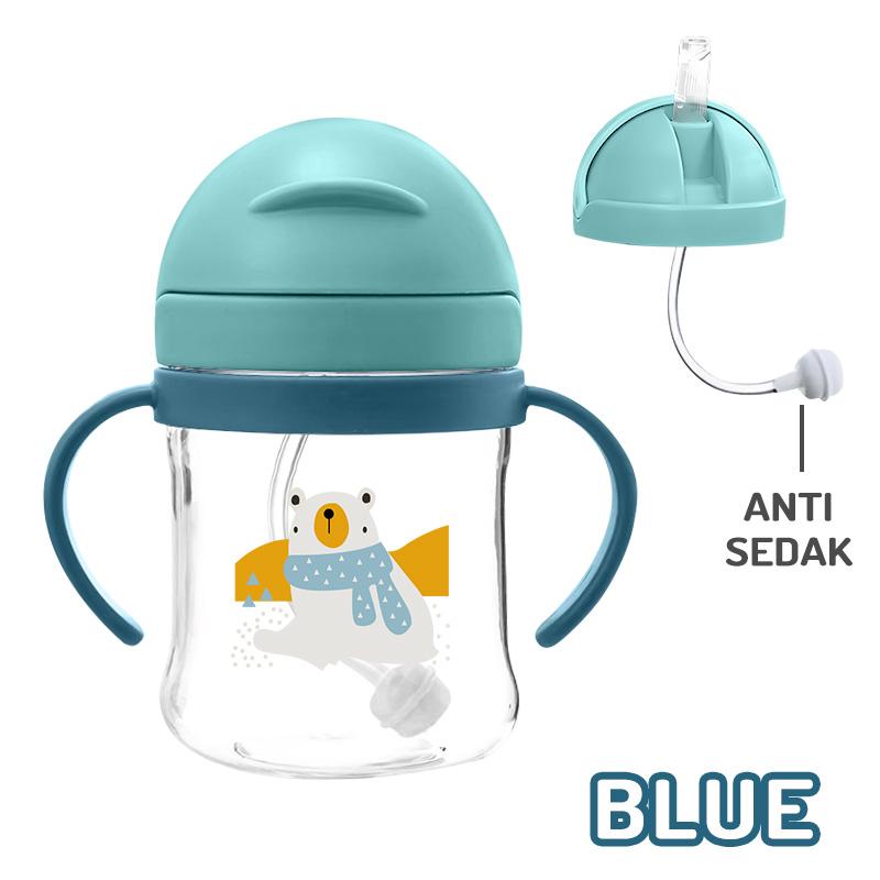 

250ml Baby Feeding Cup with Straw Children Learn Feeding Drinking Bottles Kids Outdoor Wide-Mouth Training Straw Cups BPA Free синий