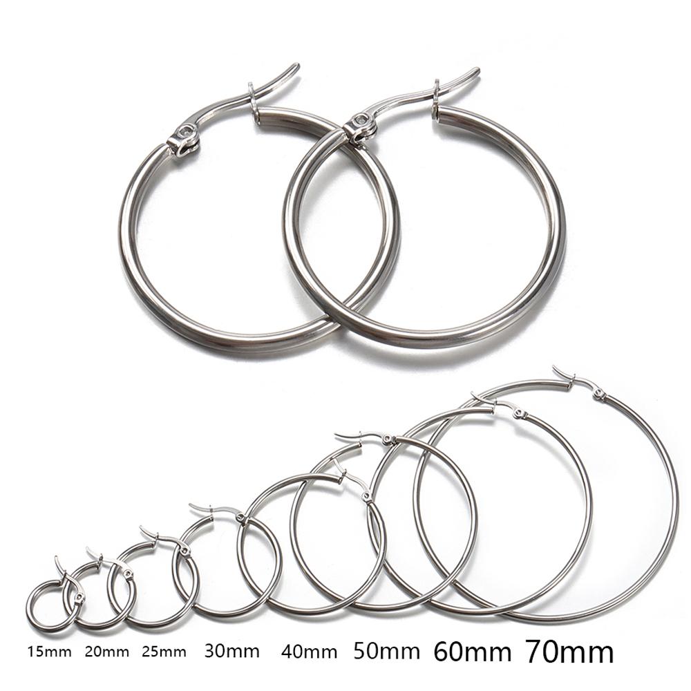 

10pcs Black Open Earrings Circle Stainless Steel Earring Hooks 15-40mm Loop Base Ear Ring for Jewelry Making Components DIY outer dia about 15mm