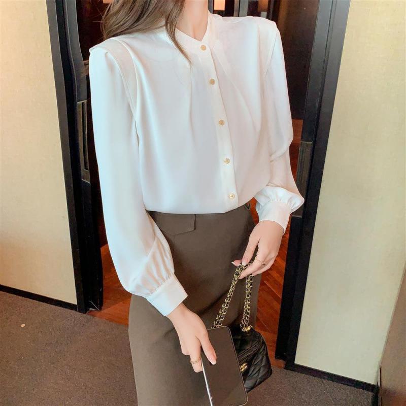 Women's Chiffon Shirt, A Fashionable and Stylish Top for Spring and Autumn, A Niche Fleece Shirt with A Sense of Design