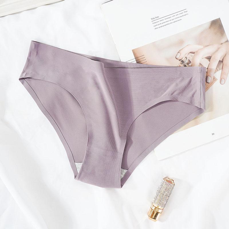 Women Ice Silk Solid Seamless Underwear Pantie Color Soft Comfortable Briefs Lingerie Women Underwear Briefs