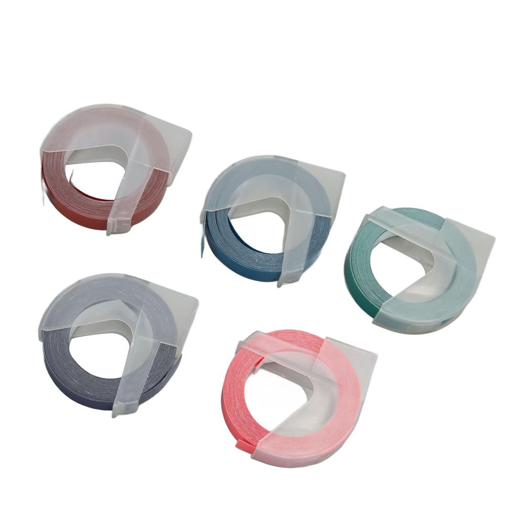 5pcs 3D Embossing Label Tapes 9mm Width 9.8ft Length Thermal Transfer Automatic Label Identification