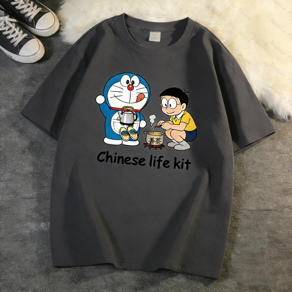

Doraemon Nobita Print TShirts Unisex Women tshirts Summer Casual Short Sleeve Tees Anime Streetwear Oversized Cotton Tops Y2K 4XL