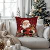 4Pcs Festive Christmas Throw Pillow Covers 18X18 Inch, Zipper Closure, Retro Santa Snowman Designs With Gift Boxes And Wreaths