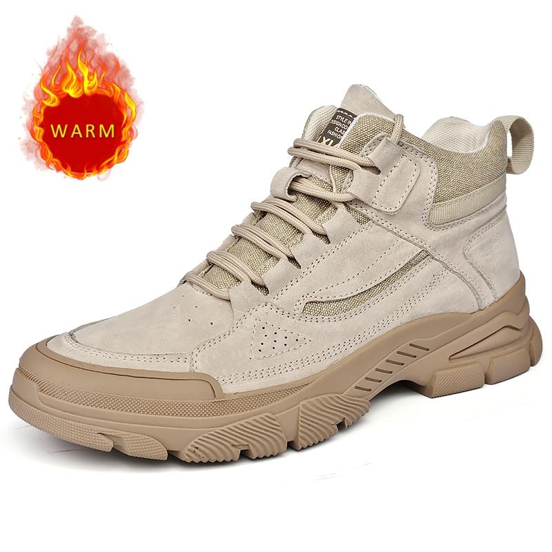 

Высококачественные фирменные мужские рабочие ботинки, толстая подошва, высокие мужские ботинки для улицы, мужские мотоциклетные ботинки, теплые, плюшевые 44