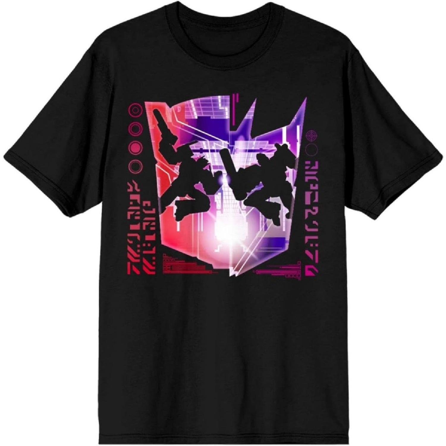 Черная футболка с контурным изображением Оптимуса Прайма и Мегатрона из Трансформеров, сталкивающихся S