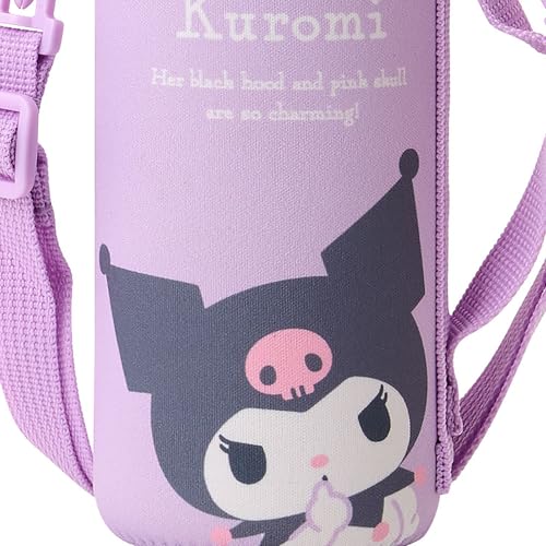 Sanrio (SANRIO) Stainless Steel Bottle with Cover, Kuromi Design, for Children, Keeps Drinks Cold Only, Capacity: 470mL, Name Space, One-Touch Open