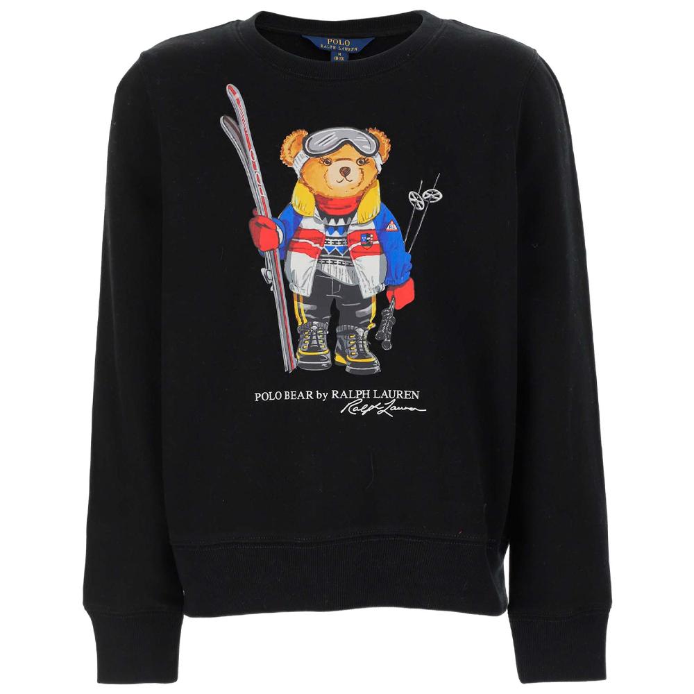 Ralph Lauren Sweatshirt with Alphabet Bear Print Round Neck Crew Long Sleeve Black Kids Edition 313877968-001 XL