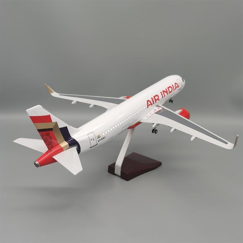Air India Airlines Model 47cm Airbus 1/80 Scale Airplane A320 NEO Light and Wheel Landing Gear Diecast Resin Plane Model Gifts