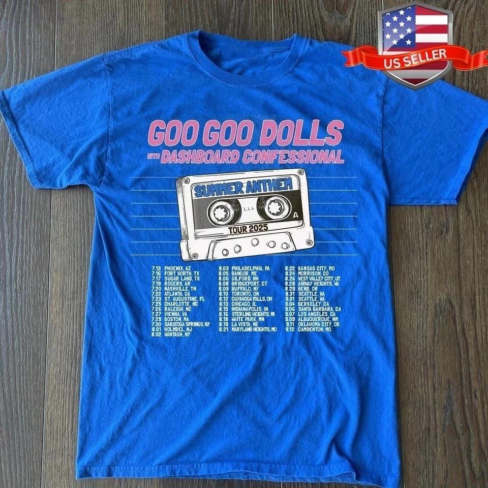 HOt!! Goo Goo Dolls Summer Anthem Tour 2025 T Shirt Blue All Size Unisex T-Shirt L