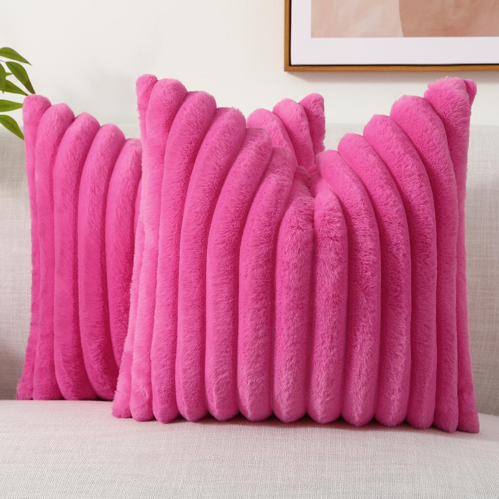 HAPIHAPPY New Faux Fur Throw Pillow Covers Winter Pillow Cover 18X18 Set of 2 Soft Plush Goose Down Pillowcase Fuzzy Home Pillow