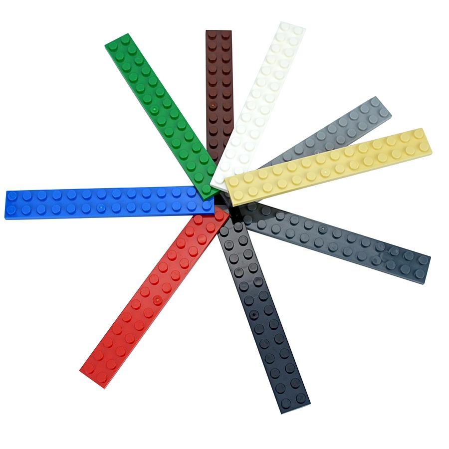 12Pcs Technical Plate 2x14 Dots Long Thin Building Block Bricks Compatible with 91988 DIY Toys