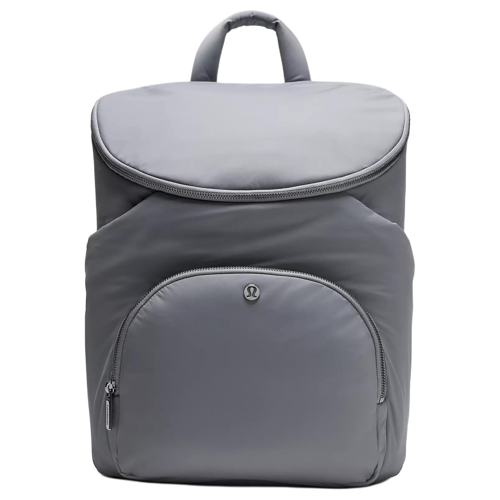 

Lululemon New Parent 17L Backpack With Brand Logo Silver Hardware Recycled Nylon Unisex Backpack Black Graphite-Grey LU9BJZS-071533 Black & Graphite Gray