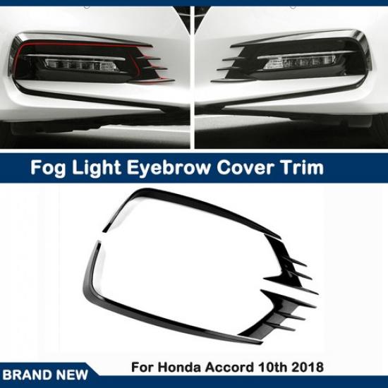 New Front Fog Light Lamp Eyebrow Cover Trims For 2018-20 Honda Accord Black DNN