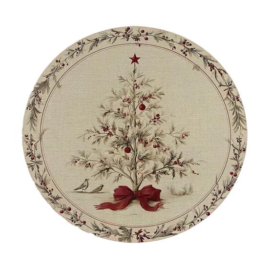 Tapis décoratif d'isolation thermique Rond Set de table de Noël, 14 pouces Motif festif Antidérapant Protecteur de table, Protecteur de table pour maison de vacances Endroit pour