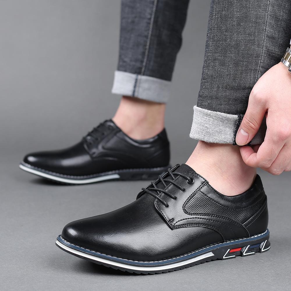 Fashion Men's Leather Shoes Soft Sole Soft Leather Casual Sneaker Fashion Black British Business Formal Work Men's Shoes Big Size 38-48