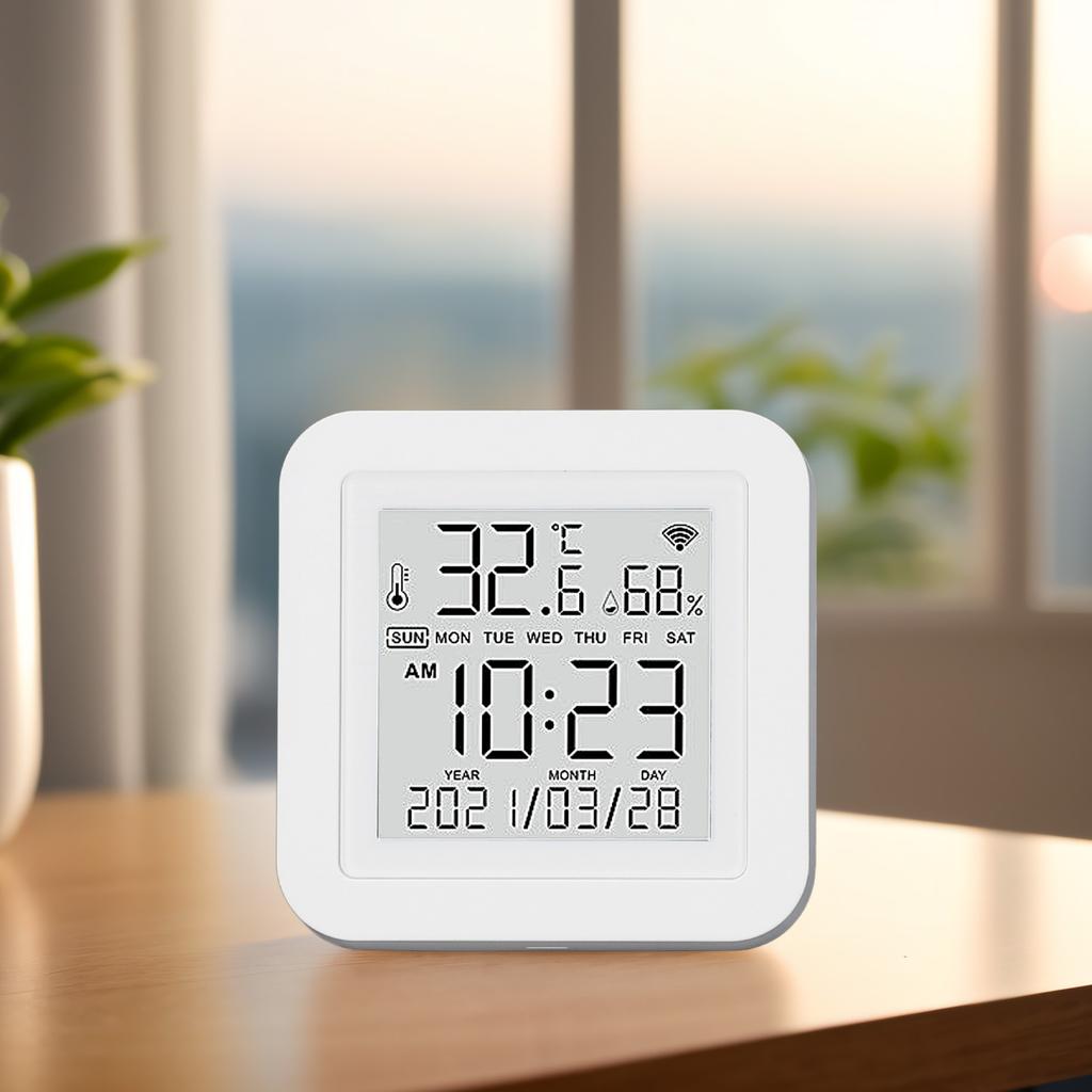 Digital Indoor Hygrometer, Large Screen Smart Temperature Humidity Sensor with 2.4GHZ Wireless Rl Time Monitor LED Indicator