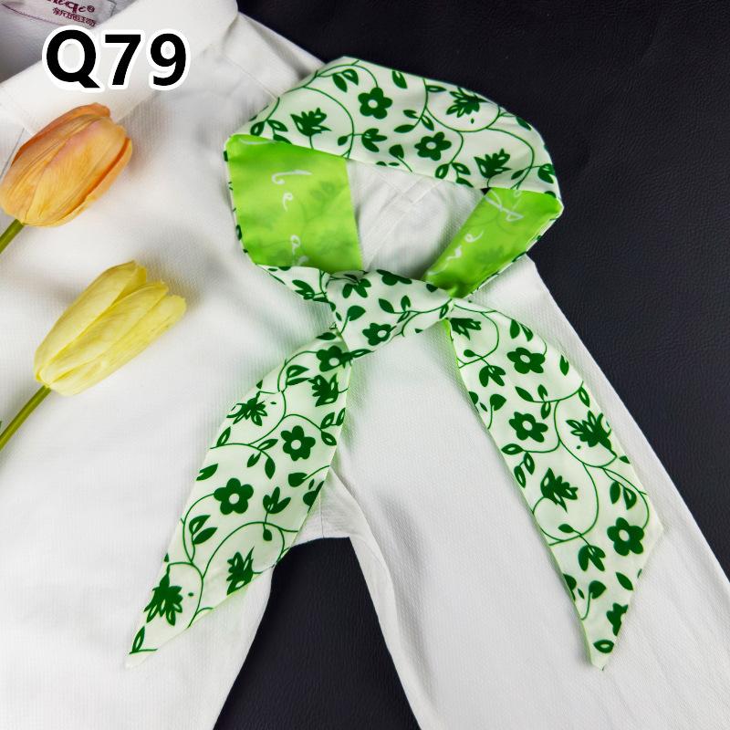 New Long Versatile Silk Scarf Tied Hair Band Bow Letter Floral Streamer Tied Bag Gift Small Silk Scarf