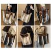 KSLAT Women's Shoulder Bag, Tote Bag, Large Capacity, Canvas Bag, A4 Size, Striped Pattern, Casual and Cute, Perfect for Travel, Commuting, School,