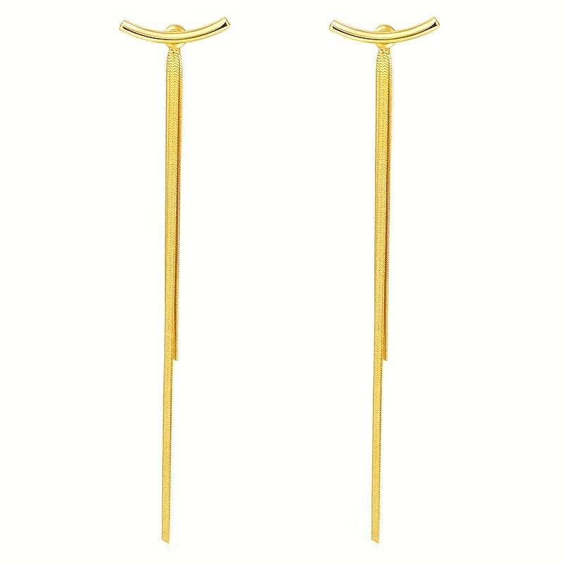 Goddess Style Long Tassel Earrings Slim Minimalist Cool S925 Silver Needle Studs Elegant Jewelry for Women