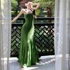 Green Sexy Tube Top Dress Women's French High-end Slim-fitting Straight Knitted Long Dress Seaside Vacation Beach Dress