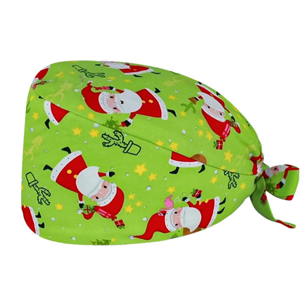 Cute Christmas Cartoon Surgical Cap - Comfortable Cotton Dustproof Head Cover for Chefs & Nurses