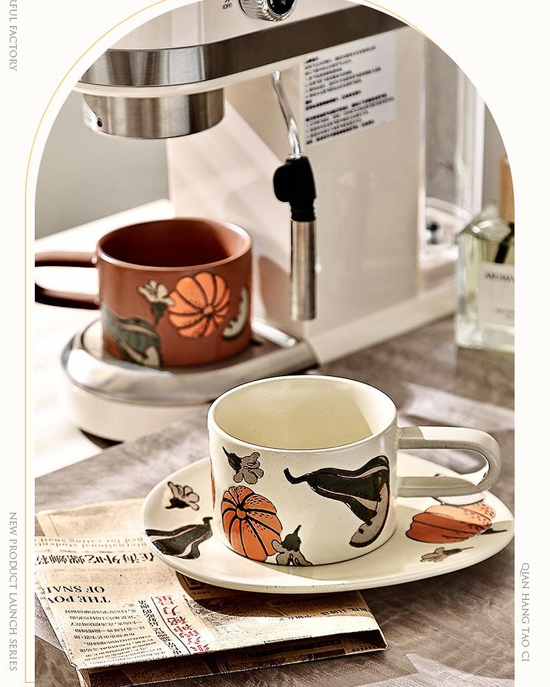 Porcelain Hand-painted Coffee Cup with Dish Long Handle Breakfast Set Ceramic Cup and Dish