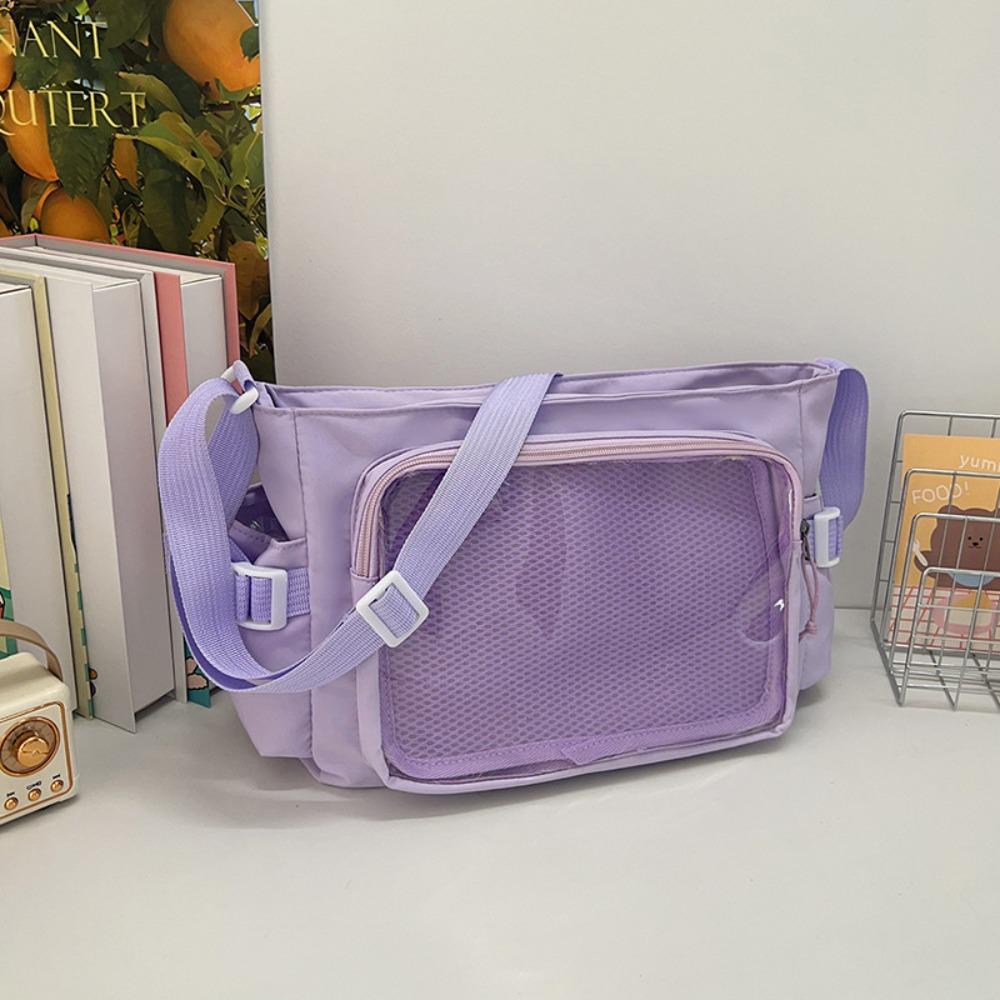 

Cotton Doll Bag Solid Color Itabag Nylon Shoulder Bag Transparent Bags Small Item Bag фиолетовый