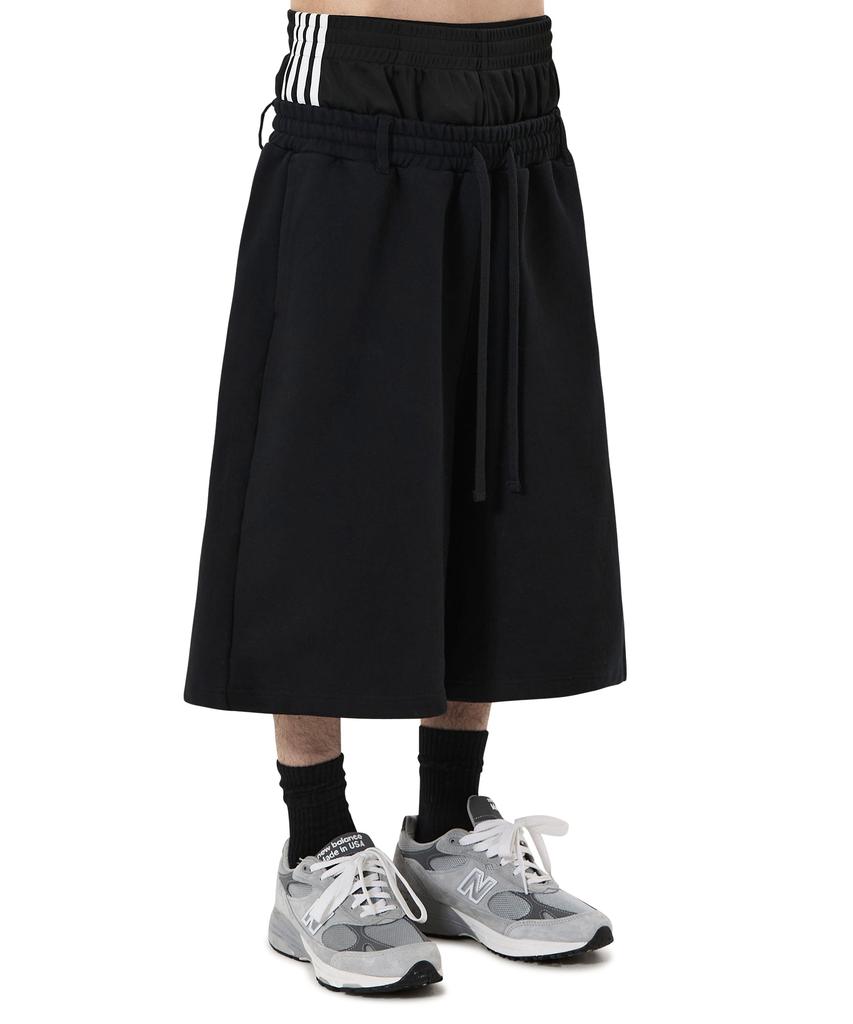 OHY Layered Waist Sweat Shorts - Black