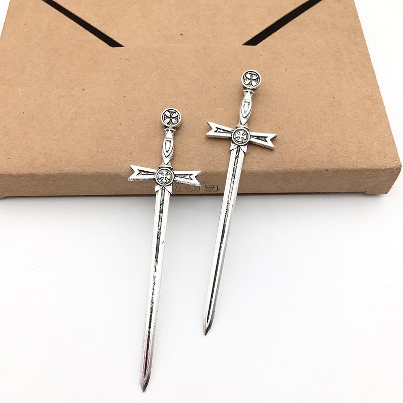 DIY Alloy Retro Tibetan Silver Sword Accessories - 6 Styles for Cosplay or Jewelry