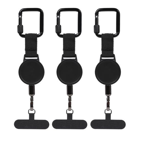 Zatahovací poutko na telefon s klipem na opasek 60cm ocelové lanko klip na telefon proti krádeži a pro hands-free použití univerzální venkovní dobrodružné příslušenství pro telefon