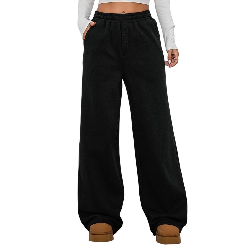 Women's Wide Leg Sweatpants Fall High Waisted  Pants Drawstring Workout Joggers With Pockets