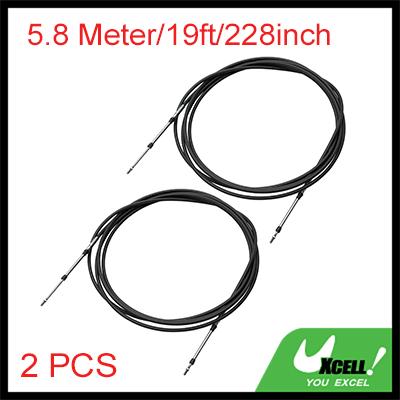 2pcs 134 146 169 228 Inch Marine Throttle Shift Remote Control Box Cable for Outboard Engine Boat Motor Steering System Black