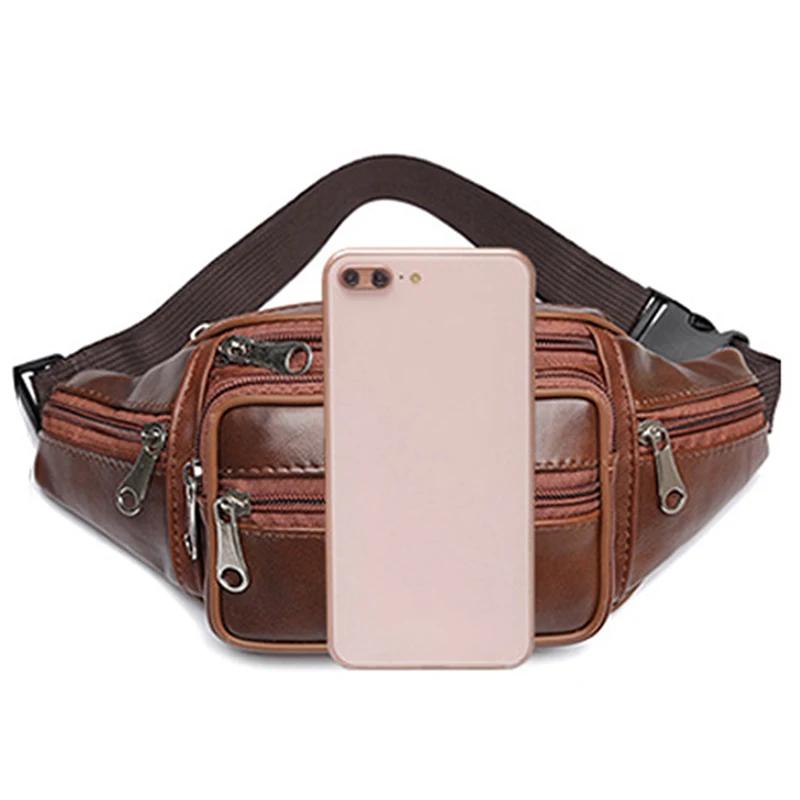 Sac banane homme Sac en cuir PU Sac ceinture de taille Sac banane en cuir artificiel pour homme Sacs à bandoulière mode luxe petits pour hommes