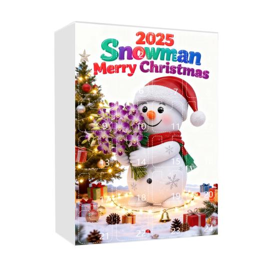 2025 Snowman Advent Calendar for Kids 24-Day Christmas Countdown Box with Acrylic Ornaments Multifunctional Holiday Decoration