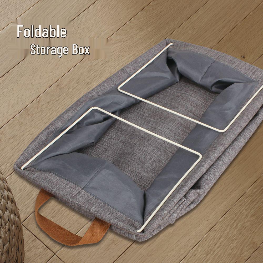 Washable Cationic Fabric Iron Frame Storage Box with Handles, Foldable Design