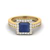 6mm Square Blue Sapphire Solitaire Accent 925 Sterling Silver Gold Vermeil Wedding Women Ring