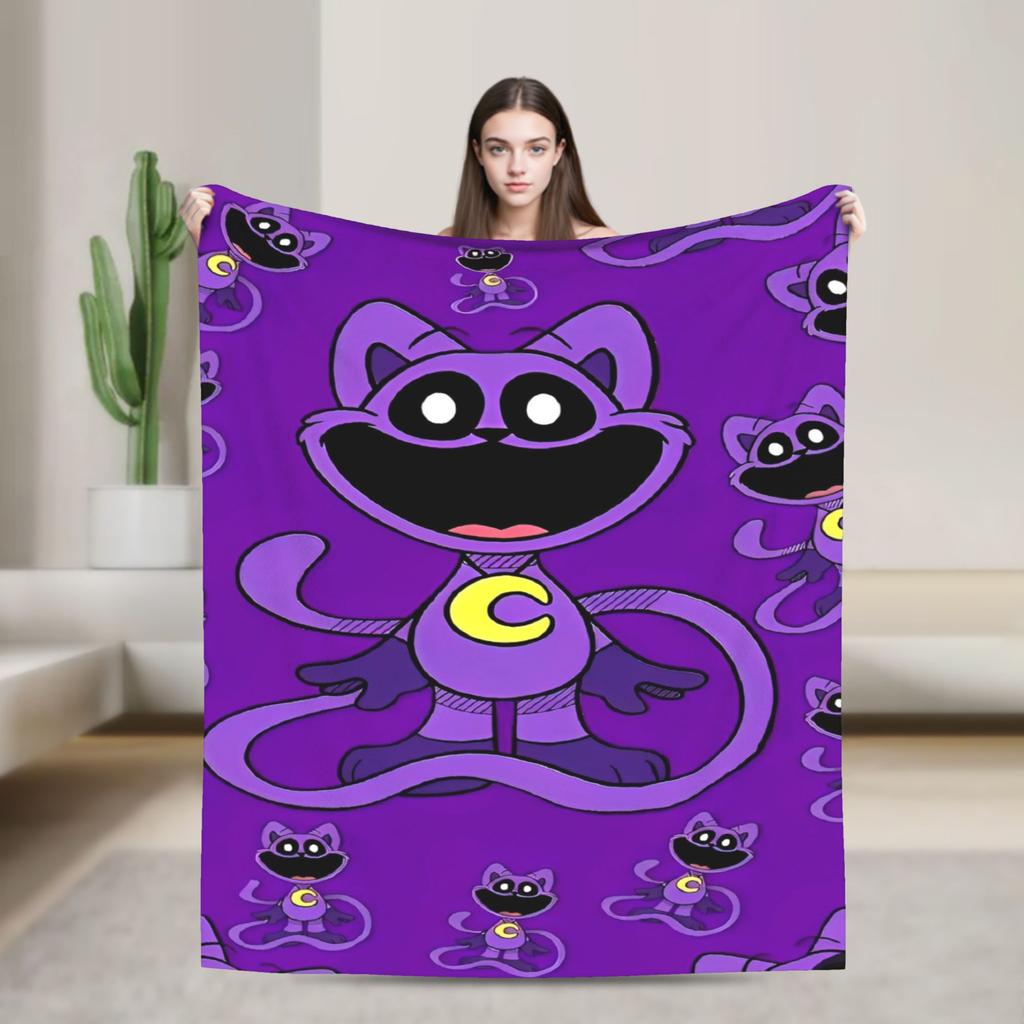 Cartoon S-Smiling Critters Anime Blankets Game Plush Novelty Warm Throw Blanket for Home Autumn/Winter