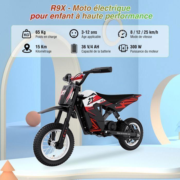 RCB Kids Electric Motorcycle - 36V/5.2Ah Battery - 12" Tires - 3 Speeds - 17 Km/h - R9X Red