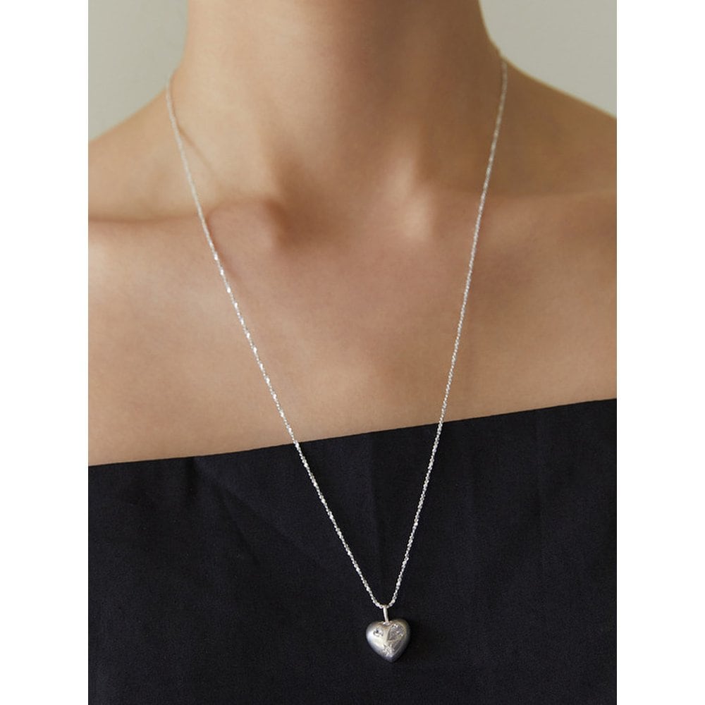 (925 Silver) Witty Cubic Heart Necklace Nz2090