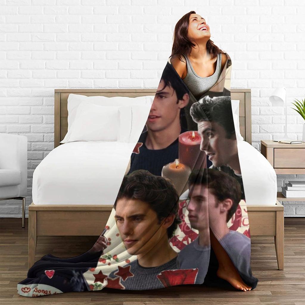 G-Gilmore Girl Flannel Blanket Jess Mariano Photo Collage Super Soft Throw Blanket for Couch Bed Travel Bedspread Sofa Bed Cover