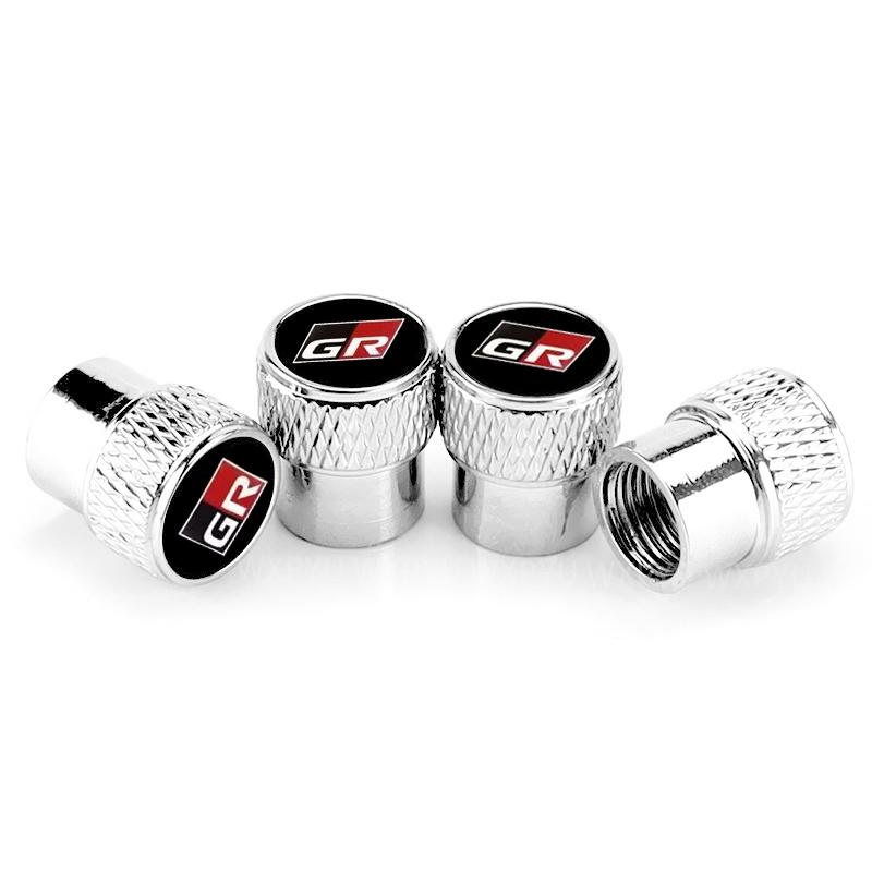 4PCS/set Car Aluminum Alloy Wheel Hub Valve Core Cover For Toyota GR Sport Gazoo Racing C-HR RAV4 Mirai Avensis Prado Camry rav4