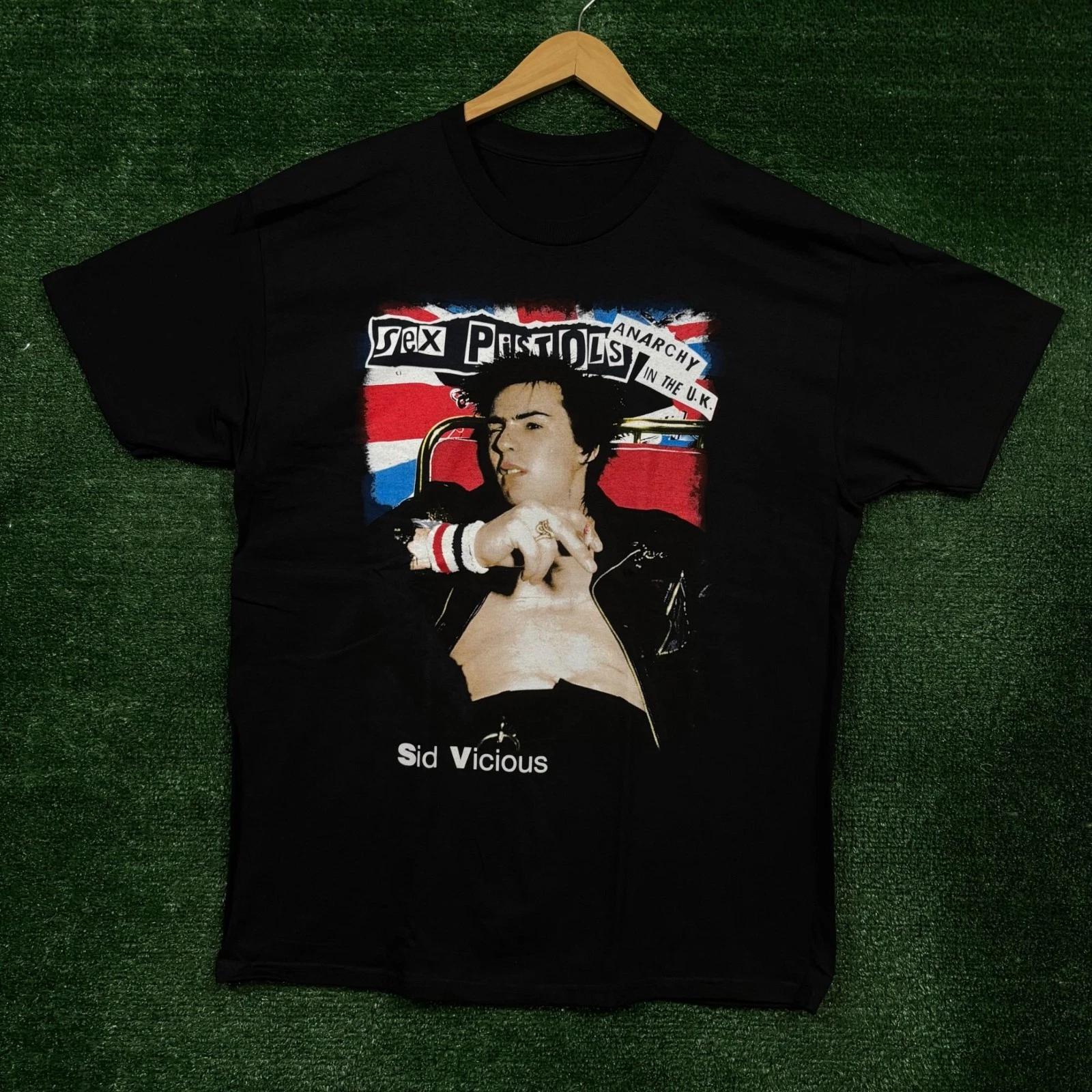 Sex Pistols Anarchy in the UK Sid Vicious Punk Rock Band T-shirt Size Large S