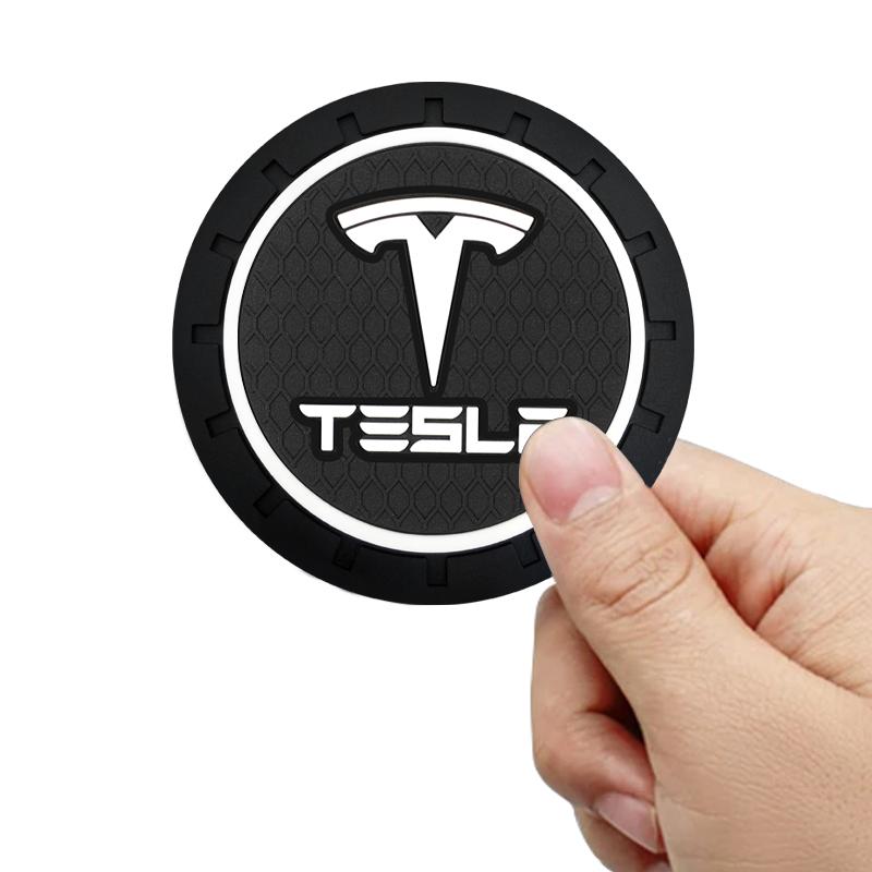 

1pc/2pcs/4pcs Car Coasters Cup Slots Waterproof Cup Pad Non-Slip Mat For Tesla Model 3 S X Roadster Auto Valve Core Accessories