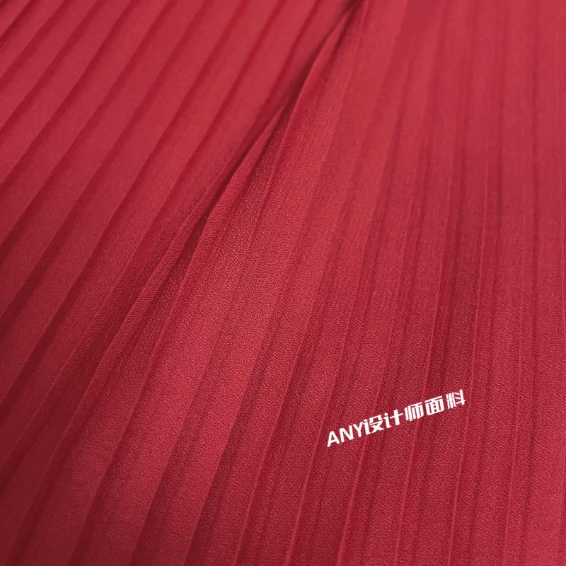 Pleated Fabric Chiffon Slightly Transparent By The Meter for Clothing Dress Curtain Diy Sewing Designer Cloth Breathable Pink