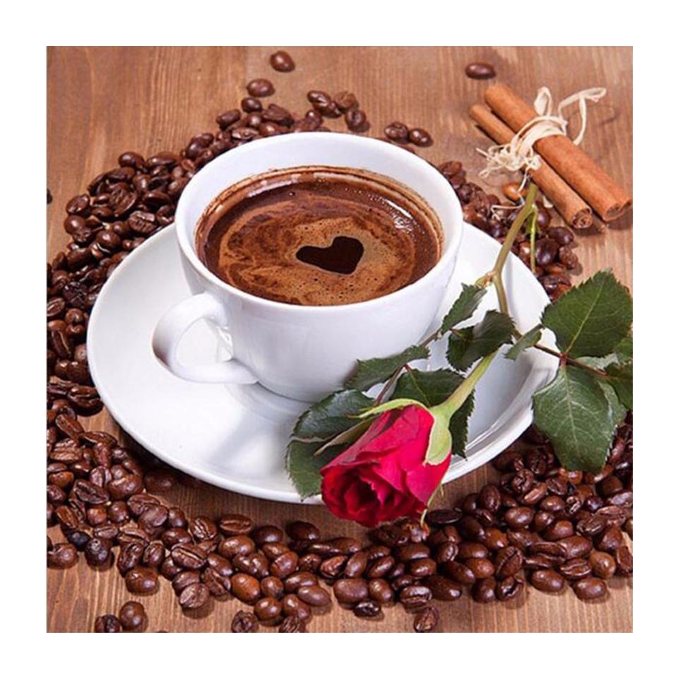 5D DIY Full Round Diamond Painting Coffee Diamond Embroidery Rhinestone Picture Cross Stitch Mosaic Home Decoration Gift
