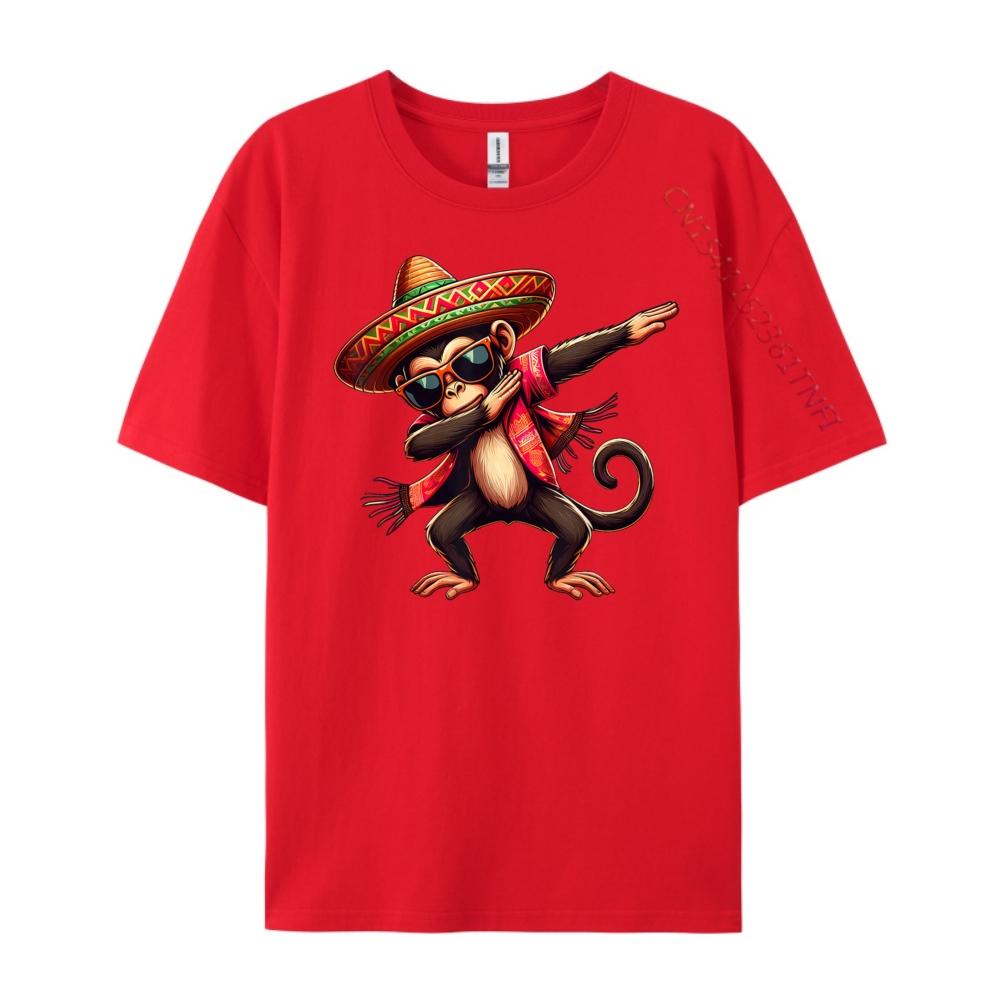 Dabbing Monkey Sombrero Poncho Cinco De Mayo Mexican Anime T Shirts Funny T Shirts Graphic Tshirts Gothic Style