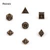 7 Pcs Black Yellow Skull Metal Dice Solid Metal Polyhedral Dice Set Suitable for Role-Playing RPG Board Game Card Game