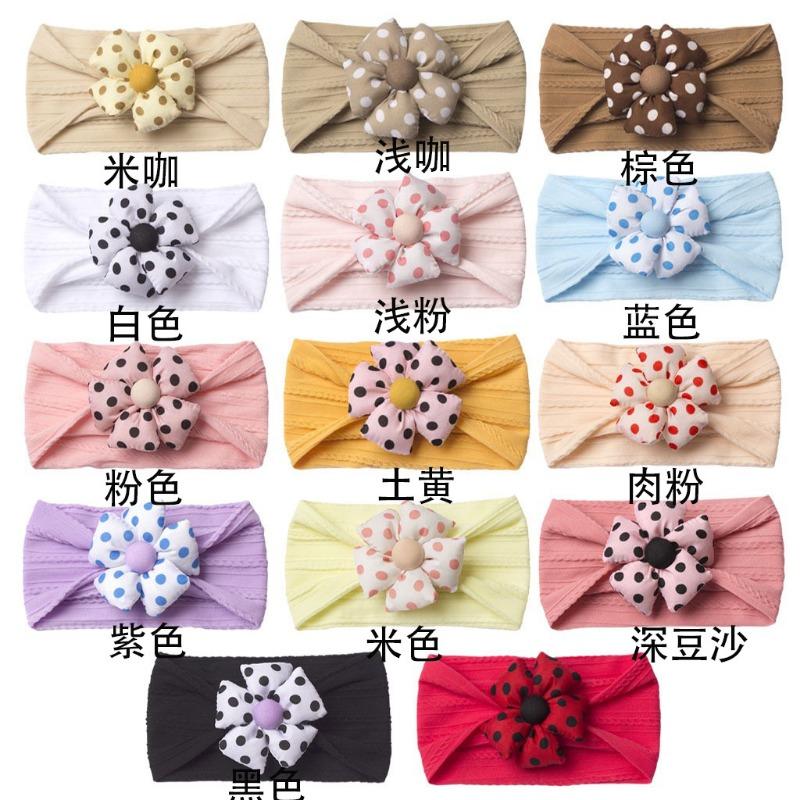 

Новая детская повязка на голову, милая и удобная детская повязка на голову с цветком в горошек, мягкие детские аксессуары для волос